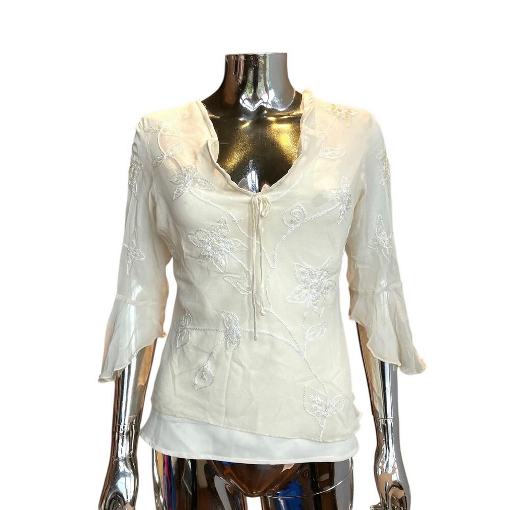Y2K Floral Embroidery Blouse